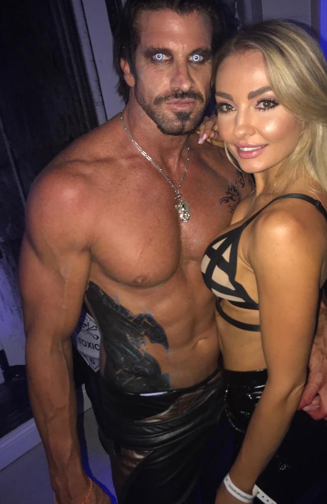 Inside tobacco tycoon Travers 'Candyman' Beynon's outrageous 'Freaks Unleashed' bash at his Gold Coast mansion. He is pictured with Gold Coaster and international DJ and model Brooke Evers.