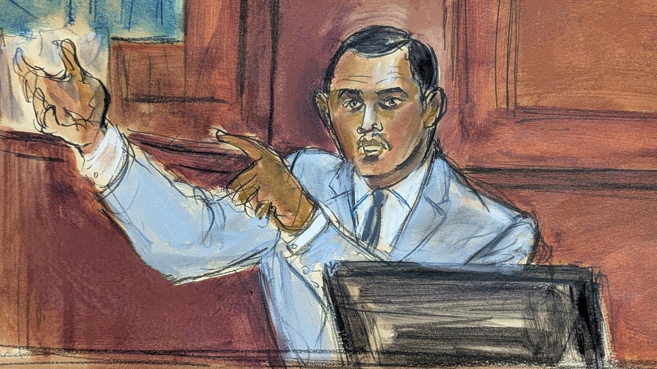 First witness Intercontinental Security Officer Israel Florez testifies on the witness stand. Picture: Elizabeth Williams via AP