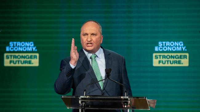 Deputy Prime Minister Barnaby Joyce threw his support behind Scott Morrison at the official campaign launch in Brisbane on Sunday. Picture: Jason Edwards