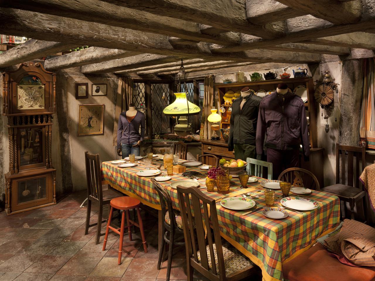 The Weasley kitchen in the Harry Potter series of films, seen during a walking tour of Warner Bros studios in London.