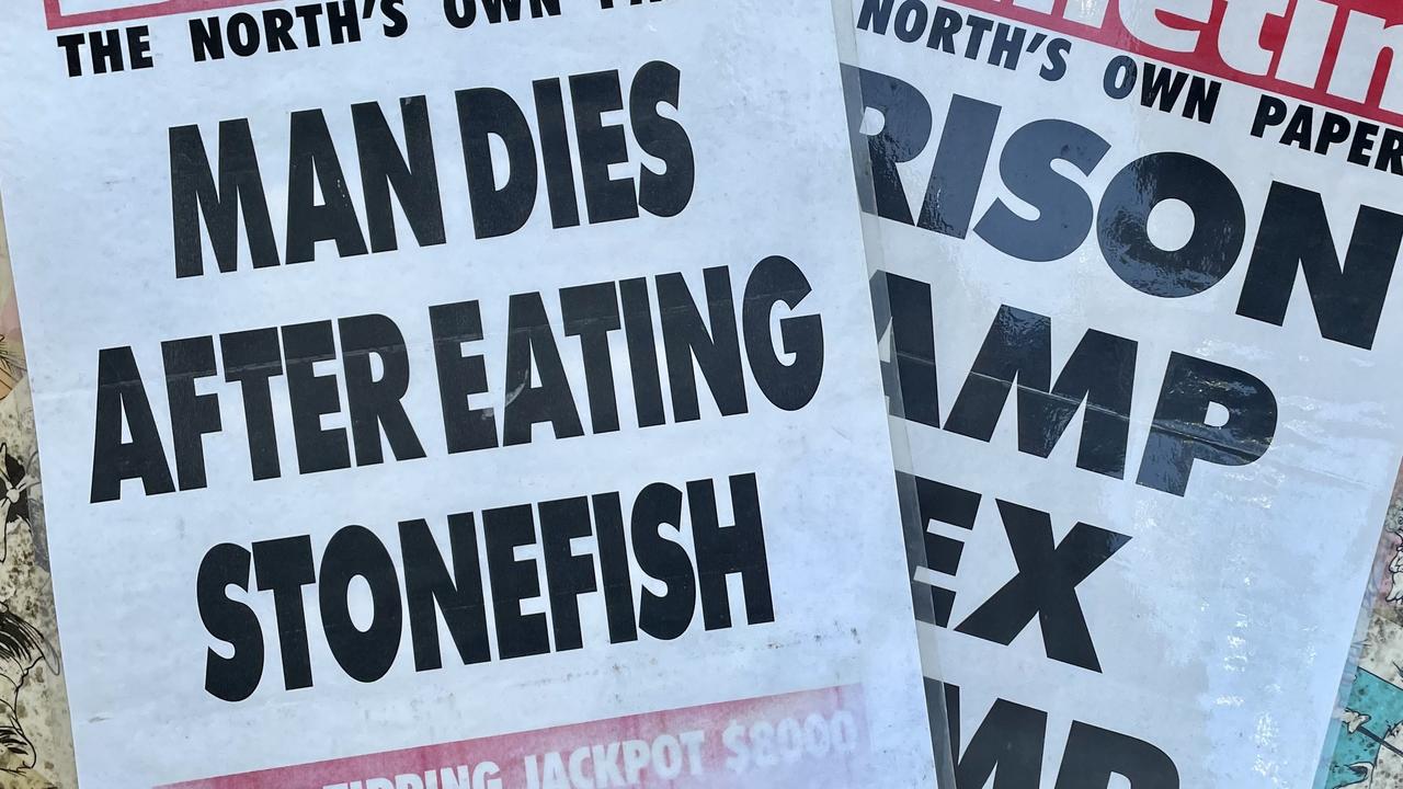 An unnamed man on Magnetic Island had a collection of Townsville Bulletin front pages throughout the years, collecting some of the quirkiest, most absurd headlines from North Queensland.