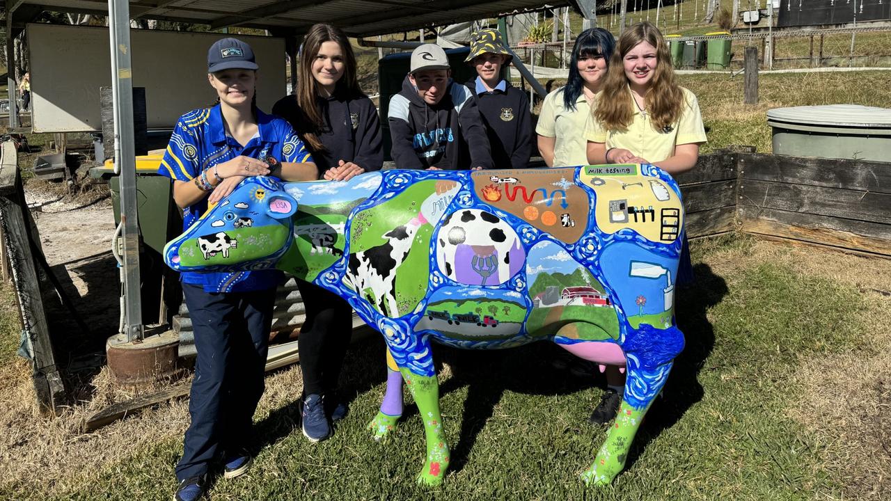 With the winning Moona Lisa creation are Evie Rullis, Alexandra Strainic, Lachlan Keating, Mexico Chalk, Azrielle Ball and Laetitia Cox. Picture: supplied