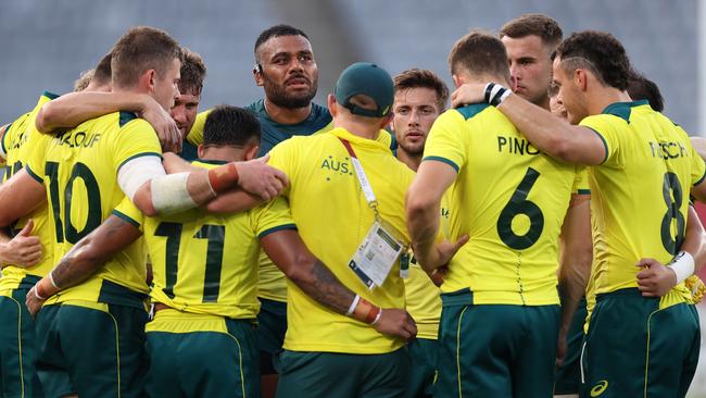 Australia’s mens sevens team have been helping the women’s side to prepare for their tournament in Dubai. Picture: Dan Mullan/Getty Images