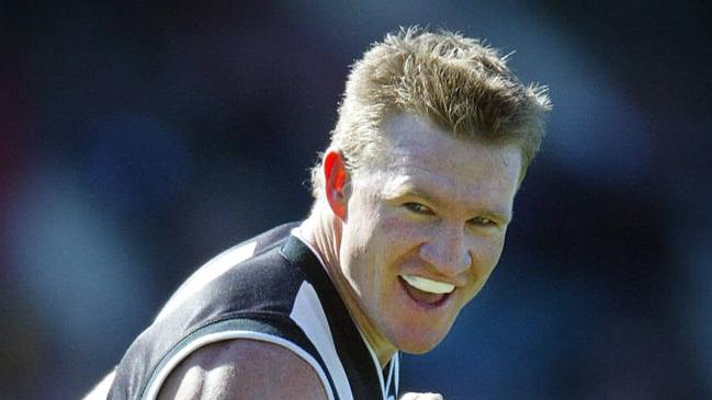 Nathan Buckley celebrates an early goal. 2003 Grand Final. Collingwood v Brisbane Lions. MCG.