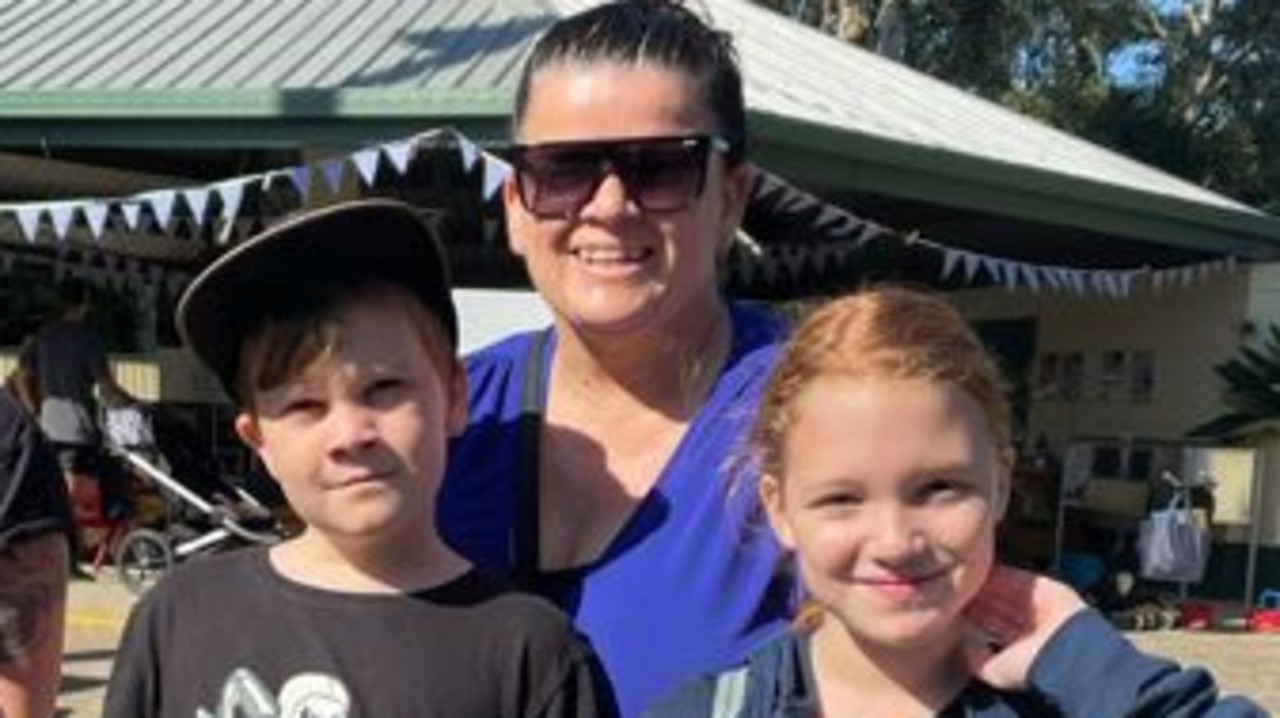 Susie, Cooper, 10, and Sophie, 10, at the Sunshine Coast Agricultural Show 2023.