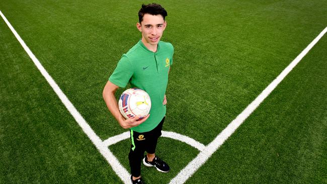 Luis Lawrie-Lattanzio an indigenous player from SA has signed for Melbourne Victory. Pictured at Pictured at Hellas Park. Picture: AAP Image/Sam Wundke