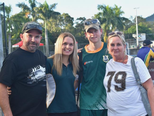 Adam White, Haylee Jones, Christian White and Lysa White at the Hockey Queensland under-18 menâ€™s state championships in Rockhampton from April 25 to 28, 2024.