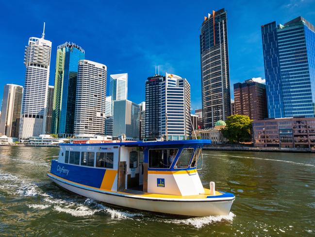 City Ferry on the river in Brisbane, with the skyline in the backgroundEscape 23 April 202348 Hours BrisbanePhoto - iStock