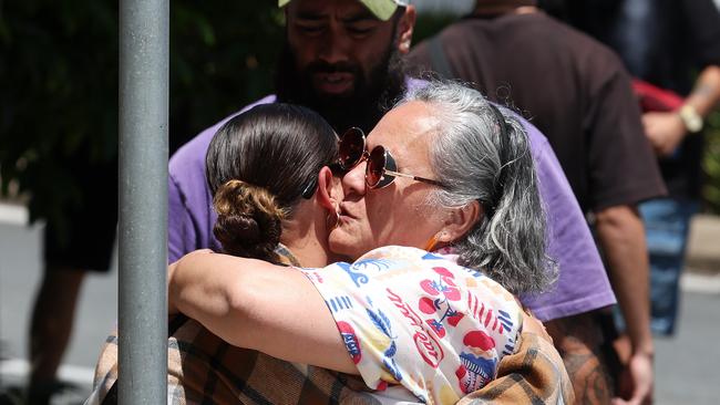 Friends and family of victim Destiny Otton-Rakuraku outside Beenleigh Courthouse. Picture: Liam Kidston