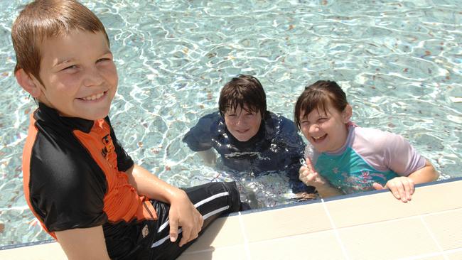 Dean Worrell, Jackson Seary and Taylor Worrell at the Parramatta War Memorial Swimming Centre Open Day on October 27, 2008.