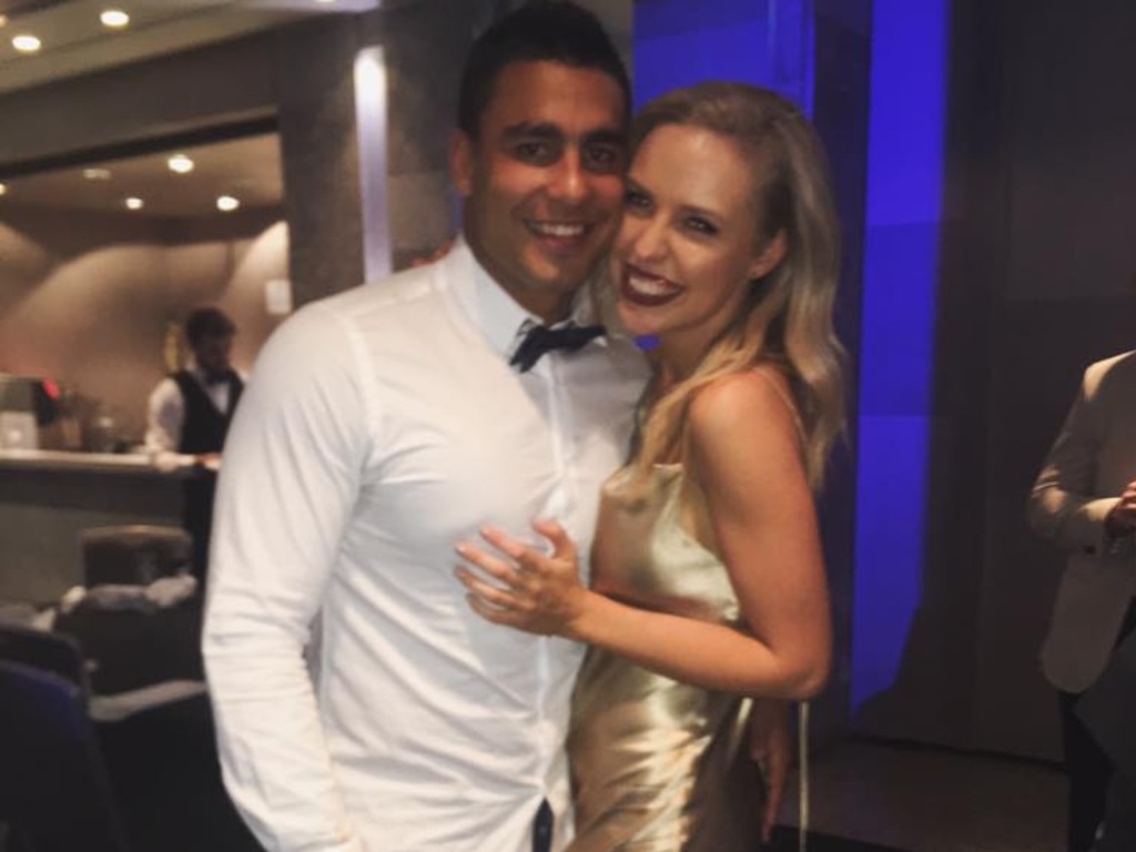 Former NRL player Michael Lichaa with fiancee Kara Childerhouse, who he is accused of assaulting by police.