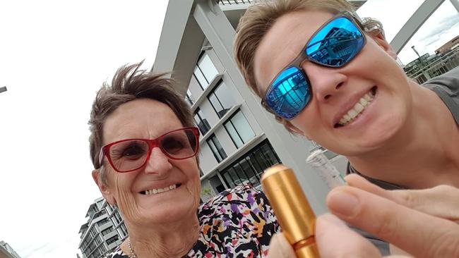 The late Sue Salthouse (left) has been awarded an AM posthumously for her disability and family violence prevention advocacy. Pictured, Sue Salthouse and her daughter Luisa Fearnside Geocaching together.