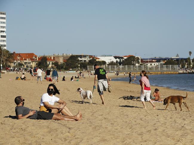 St Kilda beach on Sunday. Picture: Getty Images