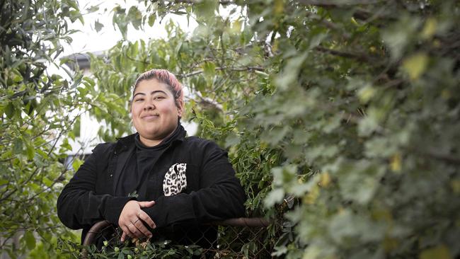 Diana Kalkoul in the garden of her Lutana home. Picture: Chris Kidd