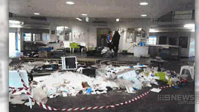 Damage to the Ravenhall prison after riots. Picture: Nine News