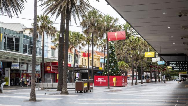 The Corso at Manly in December, 2020, during a Covid wave. Experience Manly, a new local tourism body launched in Wednesday, will work to attract visitors back to the area.. Picture: Jenny Evans/Getty Images