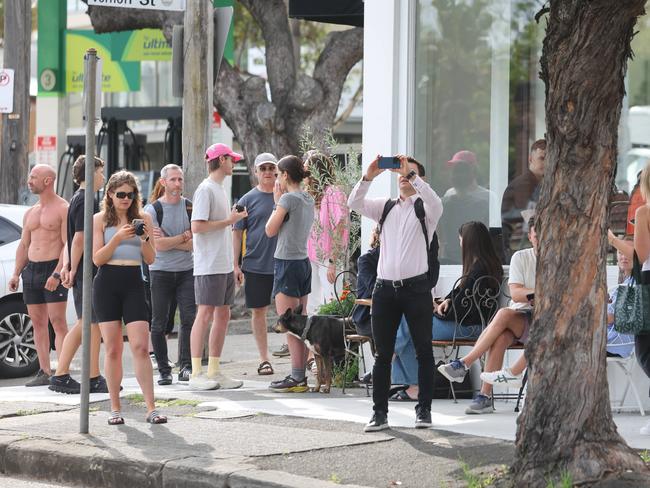 Residents gather in Magney Street, Woollahra on Wednesday. Picture: Rohan Kelly