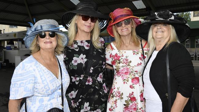 Bet365 Traralgon Cup Day, held at Traralgon Racecourse, Traralgon, Victoria, 1st December 2024: Serena Lulham, Linda Clarke, Carmel Young and Rosey Pretty. Picture: Andrew Batsch