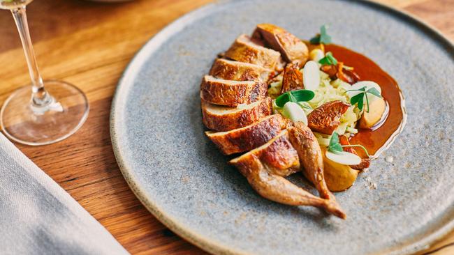 The stuffed quail, pine mushroom and sauerkraut is a knockout: Picture: Harvard Wang