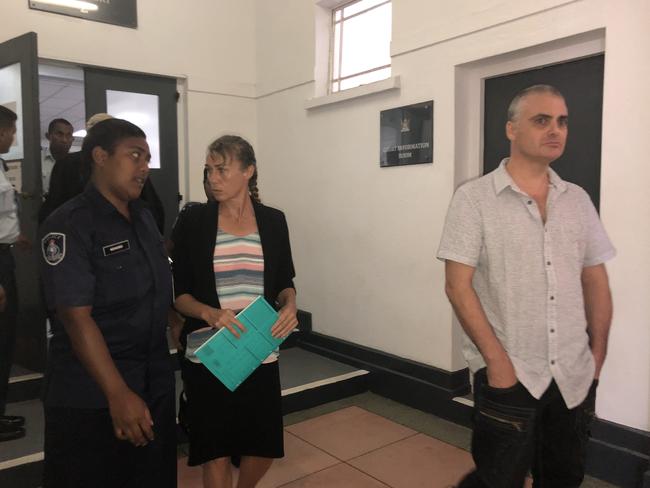 The second day of the Nikolics’ trial in Fiji started nervously for John Nikolic as Yvette was transported from jail to court in a separate vehicle. Picture: News Corp Australia