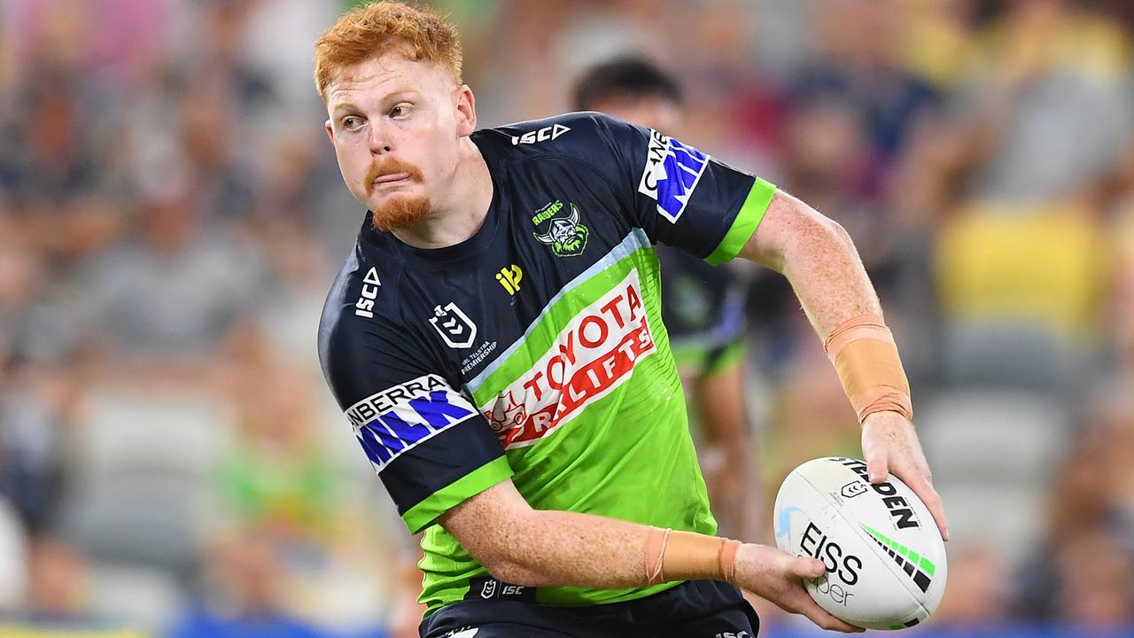TOWNSVILLE, AUSTRALIA - MARCH 19: Corey Horsburgh of the Raiders in action during the round two NRL match between the North Queensland Cowboys and the Canberra Raiders at Qld Country Bank Stadium, on March 19, 2022, in Townsville, Australia. (Photo by Albert Perez/Getty Images)