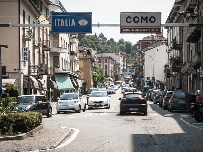 Gateway sign at the border of Italy at Valico Ponte Chiasso. Picture: Supplied