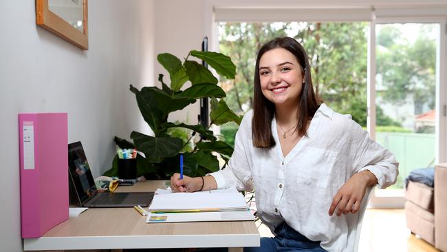 Year 12 student Paige Persijn is adjusting to learning from home. Picture: Toby Zerna