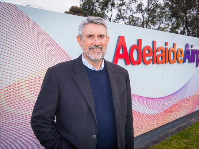 CCF SA CEO Phil Sutherland at entrance to Adelaide Airport