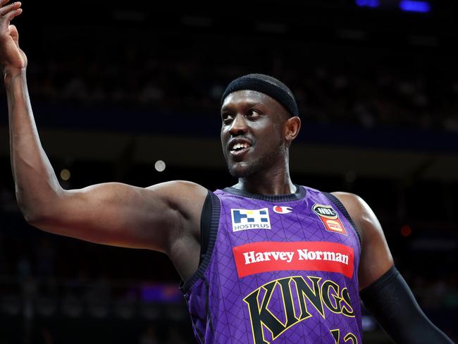 SYDNEY, AUSTRALIA - JANUARY 12: Kouat Noi of the Kings gestures to the crowd as he celebrates during the round 16 NBL match between Sydney Kings and Cairns Taipans at Qudos Bank Arena, on January 12, 2025, in Sydney, Australia. (Photo by Mark Kolbe Photography/Getty Images)