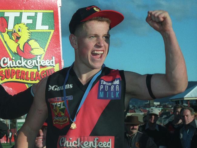 Brendon Bolton was 19 when best afield in North Launceston’s grand final win in the Tasmanian State Football League.