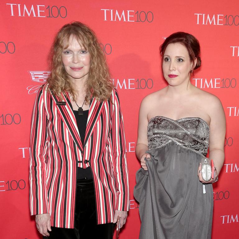 Mia Farrow and daughter Dylan (right) both appear in the docuseries. Picture: Getty/AFP