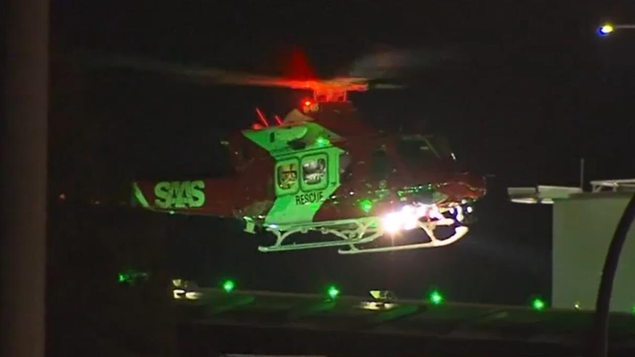 The 20-year-old man was flown to Royal Adelaide Hospital. Picture: 9 News