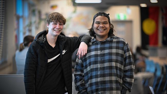 Queensland Pathways State College has put students Braith and Tariq back on track. Photo Lyndon Mechielsen/The Australian