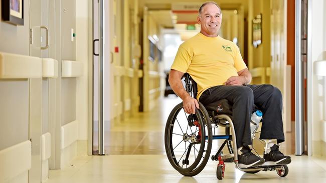 Former Wallaby Richard Tombs at Royal Rehab Private Hospital at Ryde on Tuesday October 11th. Richard Tombs suffered a serious spinal injury playing soccer. Picture: Troy Snook