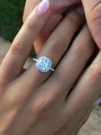 Kayla Itsines showed off the engagement ring Tobi Pearce presented to her when they became engaged. Picture: Instagram