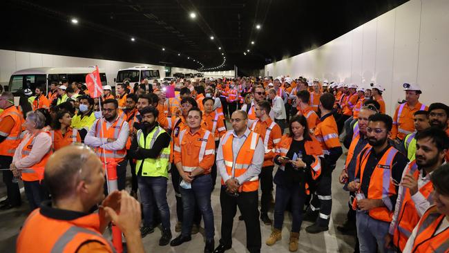 NorthConnex workers at the official ribbon-cutting ceremony. Picture: Tim Hunter