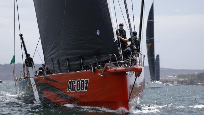 The crew of Andoo Comanche ahead of the start of the 2023 Rolex Sydney to Hobart Yacht Race. Picture: Richard Dobson