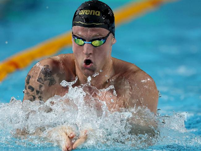 Sam Williamson stormed into the 100m breaststroke final as the fastest qualifier. Picture: AFP