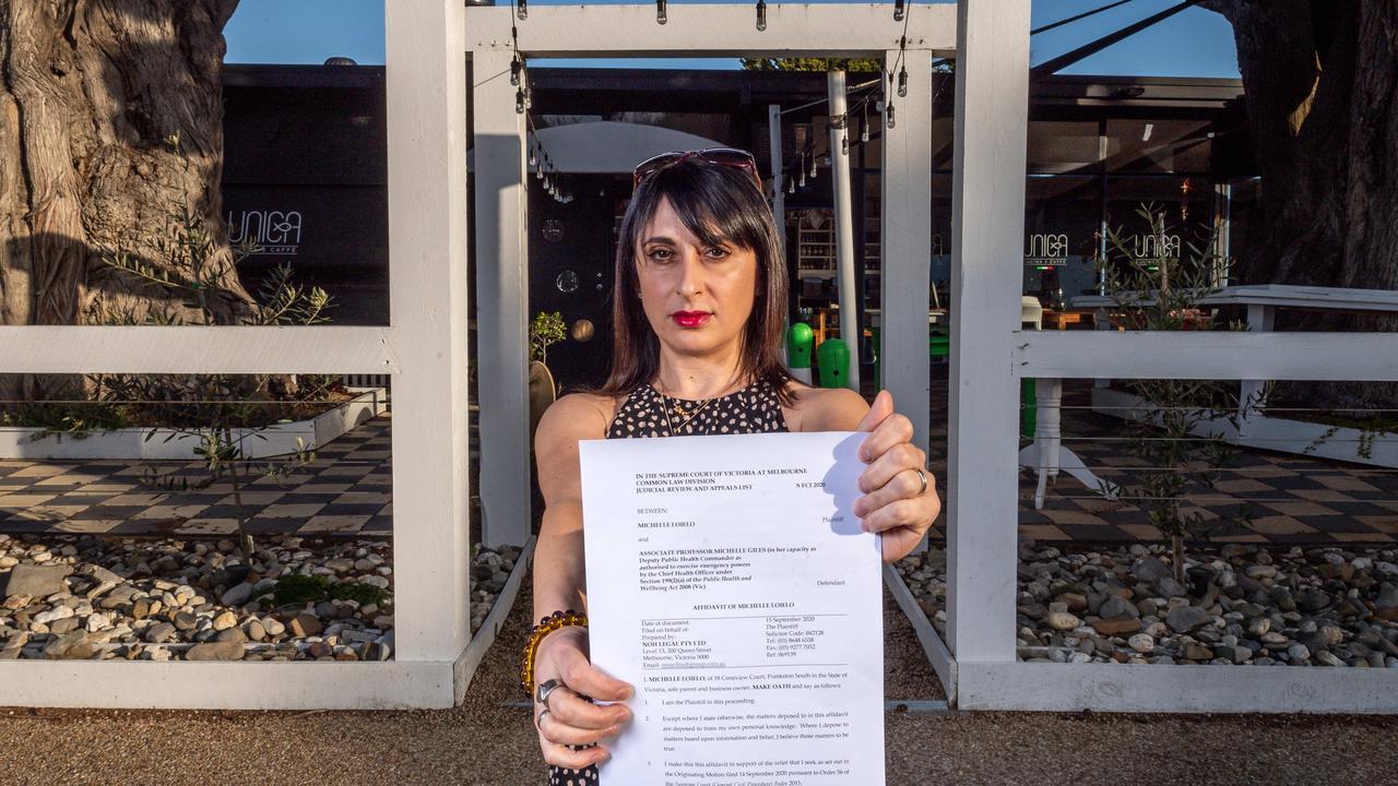 Cafe owner and mum-of-three Michelle Loielo has taken the Victorian government to court to declare the curfew invalid. Picture: Jake Nowakowski.