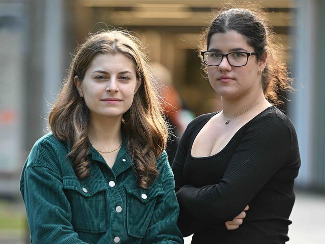 Olivia Martini 19, studying communications at QUT and Olivia Marcoionni 19, studying pharmacy at UQ. Picture: Lyndon Mechielsen/Courier Mail