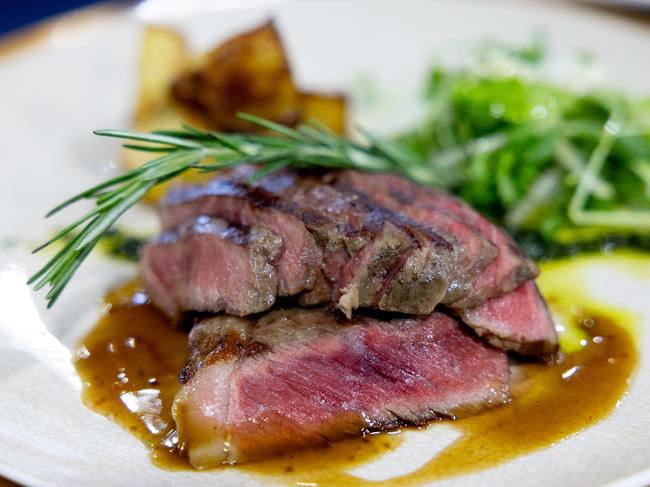 The wagyu steak at the Magic Millions auditorium. Picture by Luke Marsden.