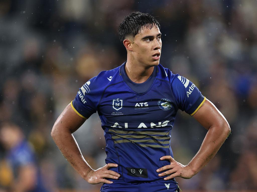 He had some moments to forget early, but Blaize Talagi had some glimpses of brilliance in his first game at fullback for Parramatta. Picture: Getty Images