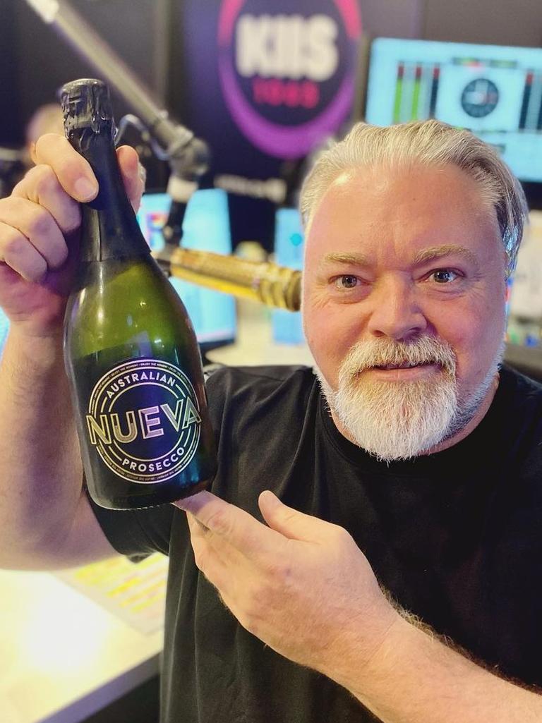 Radio jock Kyle Sandilands flogging his wine brand. Picture: Instagram