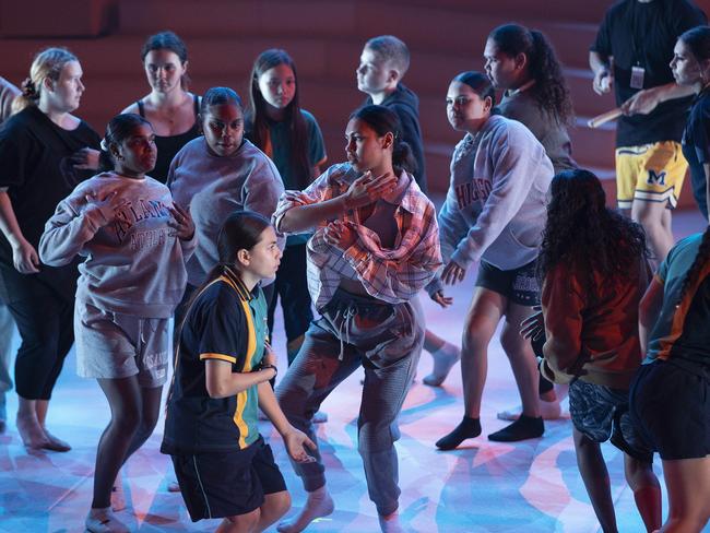 Behind the scenes at Creative Generation Rockeisteddford 2022. Indigenous dancer Mia Sandow (Year 10) Murgon State High School. Picture: Nigel Hallett