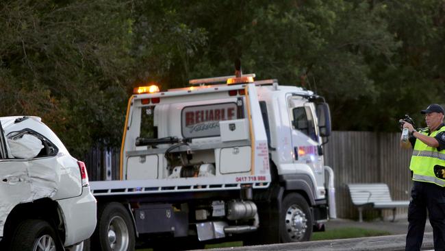 Police investigate a serious crash scene that involved Daniel Edie’s two truck. Photo: Steve Pohlner