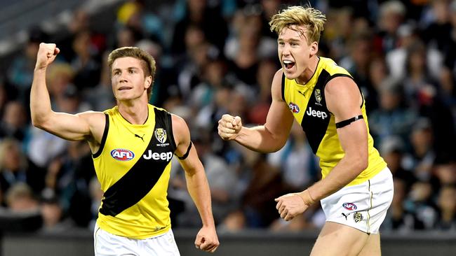 Tom Lynch inspired an undermanned Richmond to a gutsy road win in Round 4. Picture: AAP Image/Sam Wundke.