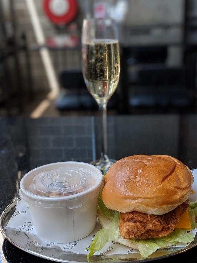 Fried chicken with a side of champagne at Butter.