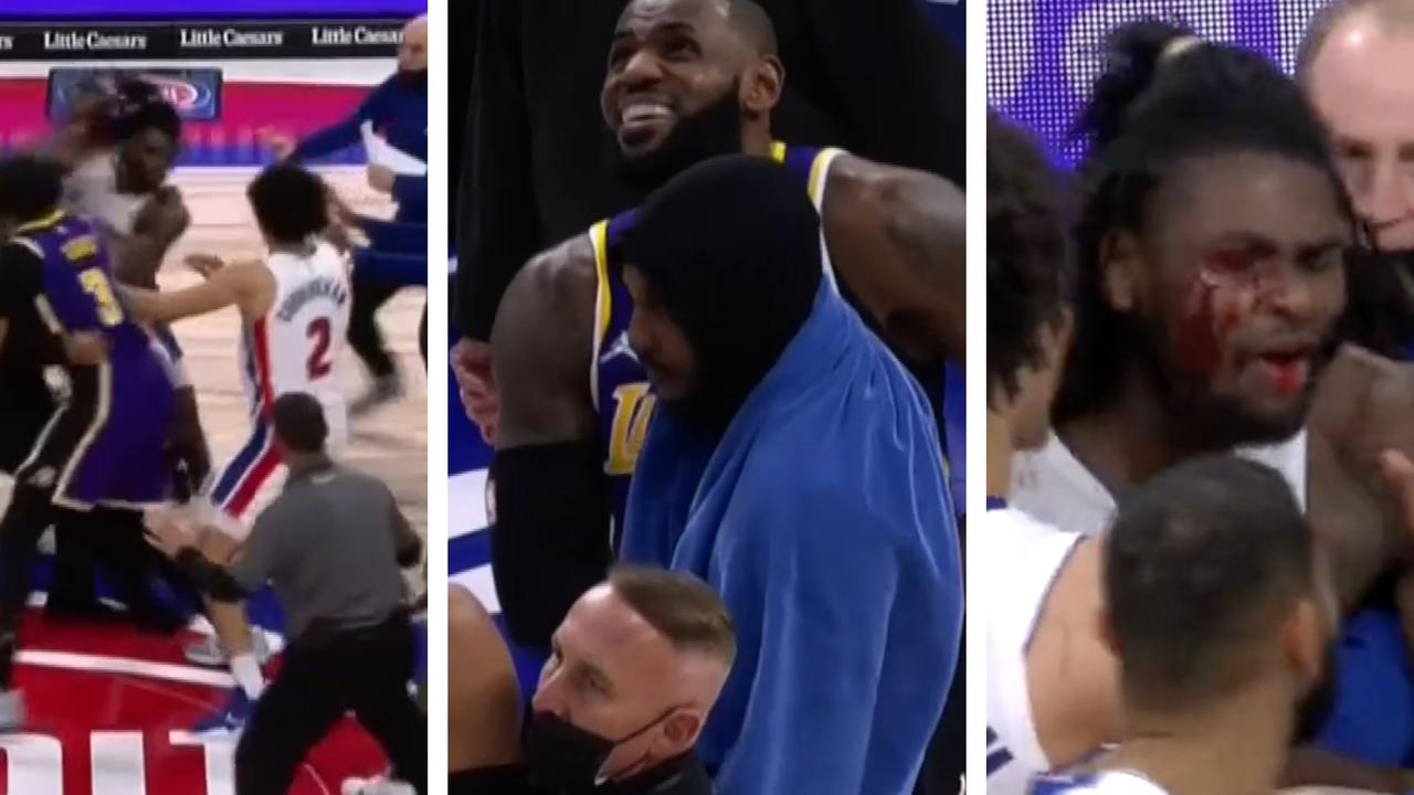 LeBron James dikeluarkan, Isaiah Stewart, Detroit Pistons vs Los Angeles Lakers, pertarungan, video, reaksi
