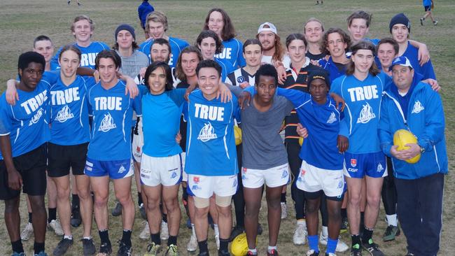 Anglesea Football Club players band together. Picture: Geelong FC