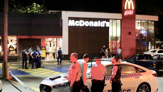 Four men have been charged over the brawl and refused bail. Picture: Steve Tyson